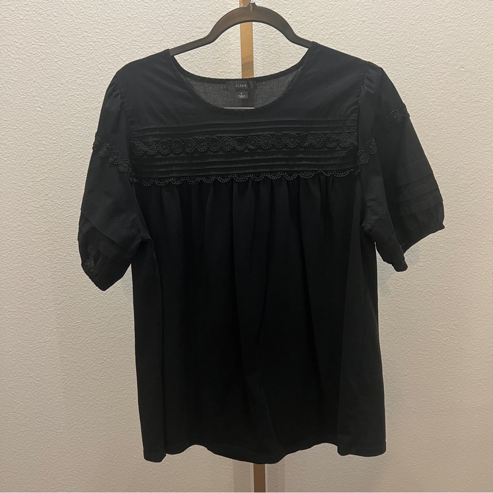 J. Crew Black Blouse with Lace Detail
